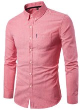 Load image into Gallery viewer, Men&#39;s Casual Slim Cotton Oxford Solid Color Large Size Bottom Shirt Long Sleeves +

