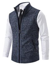 Load image into Gallery viewer, Men&#39;s Stand Collar Sleeveless Knitted Casual Thickened Lining Vest Jacket +

