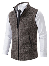 Load image into Gallery viewer, Men&#39;s Stand Collar Sleeveless Knitted Casual Thickened Lining Vest Jacket +
