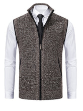 Load image into Gallery viewer, Men&#39;s Stand Collar Sleeveless Knitted Casual Thickened Lining Vest Jacket +
