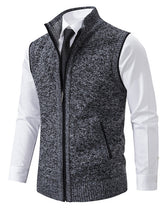 Load image into Gallery viewer, Men&#39;s Stand Collar Sleeveless Knitted Casual Thickened Lining Vest Jacket +
