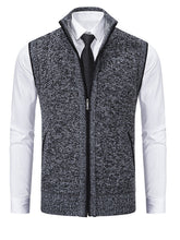 Load image into Gallery viewer, Men&#39;s Stand Collar Sleeveless Knitted Casual Thickened Lining Vest Jacket +
