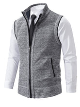Load image into Gallery viewer, Men&#39;s Stand Collar Sleeveless Knitted Casual Thickened Lining Vest Jacket +
