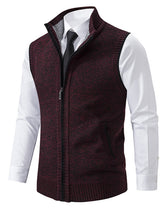 Load image into Gallery viewer, Men&#39;s Stand Collar Sleeveless Knitted Casual Thickened Lining Vest Jacket +
