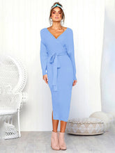 Load image into Gallery viewer, Women&#39;s Sexy V-Neck Lace-Up Long-Sleeved Dress +
