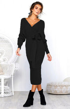 Load image into Gallery viewer, Women&#39;s Sexy V-Neck Lace-Up Long-Sleeved Dress +
