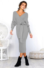 Load image into Gallery viewer, Women&#39;s Sexy V-Neck Lace-Up Long-Sleeved Dress +
