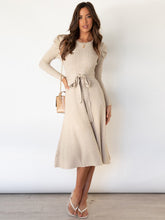 Load image into Gallery viewer, Women&#39;s Long Sleeve Cable Knit Sweater Dresses +
