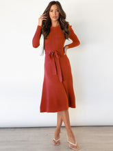 Load image into Gallery viewer, Women&#39;s Long Sleeve Cable Knit Sweater Dresses +
