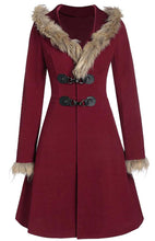 Load image into Gallery viewer, Solid-Colored Fur Long-Sleeved Alloy Buckles Duffel Coat +
