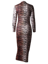 Load image into Gallery viewer, Women&#39;s Sexy Long -sleeved Round Collars Leopard Dress +
