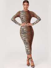 Load image into Gallery viewer, Women&#39;s Sexy Long -sleeved Round Collars Leopard Dress +

