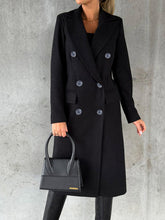 Load image into Gallery viewer, New Mid-length Elegant Women&#39;s Solid Color Long-sleeved Double-breasted Pockets +
