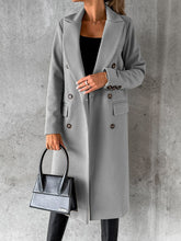 Load image into Gallery viewer, New Mid-length Elegant Women&#39;s Solid Color Long-sleeved Double-breasted Pockets +
