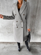 Load image into Gallery viewer, New Mid-length Elegant Women&#39;s Solid Color Long-sleeved Double-breasted Pockets +
