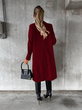 Load image into Gallery viewer, New Mid-length Elegant Women&#39;s Solid Color Long-sleeved Double-breasted Pockets +
