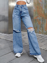 Load image into Gallery viewer, Women&#39;s Fashion Ripped High Waist Wide Leg Casual Soft Denim Trousers +

