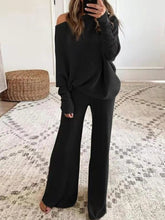 Load image into Gallery viewer, Women's Solid Color Casual Solid Color Off Shoulder Knit Suit +
