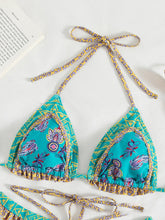 Load image into Gallery viewer, Women&#39;s Swimwear Ethnic Print Halter Neck Tie Bikini +
