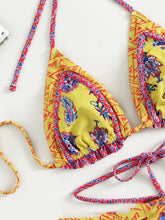 Load image into Gallery viewer, Women&#39;s Swimwear Ethnic Print Halter Neck Tie Bikini +
