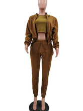 Load image into Gallery viewer, Women&#39;s Knitted Casual Sports Fleece Hooded Three-piece Suit +

