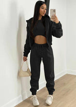 Load image into Gallery viewer, Women&#39;s Knitted Casual Sports Fleece Hooded Three-piece Suit +
