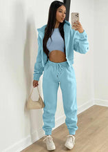 Load image into Gallery viewer, Women&#39;s Knitted Casual Sports Fleece Hooded Three-piece Suit +
