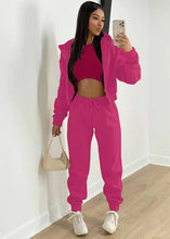 Load image into Gallery viewer, Women&#39;s Knitted Casual Sports Fleece Hooded Three-piece Suit +
