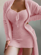 Load image into Gallery viewer, New Women&#39;s Fashion Plush Suspenders Pajamas Cardigan Coat Loungewear 2-Piece Set +
