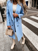 Load image into Gallery viewer, Women&#39;s Long Sleeve Ovwercoat Suit Collar Double Breasted Woolen Coat +
