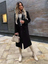 Load image into Gallery viewer, Women&#39;s Long Sleeve Ovwercoat Suit Collar Double Breasted Woolen Coat +
