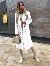 Load image into Gallery viewer, Women&#39;s Long Sleeve Ovwercoat Suit Collar Double Breasted Woolen Coat +
