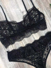 Load image into Gallery viewer, New Lace Sexy Lingerie Set Solid Color Eyelash Lace Set Underwear +
