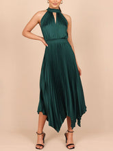 Load image into Gallery viewer, New Women&#39;s Folded Solid Color Sleeveless Halterneck V-neck Irregular Skirt Dress +
