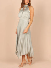 Load image into Gallery viewer, New Women&#39;s Folded Solid Color Sleeveless Halterneck V-neck Irregular Skirt Dress +
