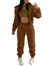 Load image into Gallery viewer, New Letter Printed Hooded Sports and Leisure Sweatsuit Three-piece  Set +
