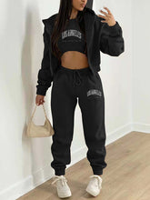 Load image into Gallery viewer, New Letter Printed Hooded Sports and Leisure Sweatsuit Three-piece  Set +
