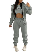 Load image into Gallery viewer, New Letter Printed Hooded Sports and Leisure Sweatsuit Three-piece  Set +
