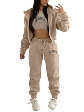 Load image into Gallery viewer, New Letter Printed Hooded Sports and Leisure Sweatsuit Three-piece  Set +
