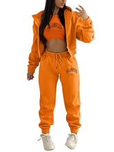 Load image into Gallery viewer, New Letter Printed Hooded Sports and Leisure Sweatsuit Three-piece  Set +

