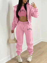 Load image into Gallery viewer, New Letter Printed Hooded Sports and Leisure Sweatsuit Three-piece  Set +
