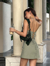 Load image into Gallery viewer, Lace-up Hollow Strapless Butt-Covering Dress +

