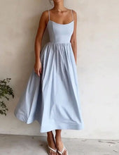 Load image into Gallery viewer, Women&#39;s Sexy U-neck Waist Pleated Suspender Dress +
