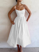 Load image into Gallery viewer, Women&#39;s Sexy U-neck Waist Pleated Suspender Dress +
