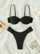 Load image into Gallery viewer, Female Sexy Suspender Pleated Beach Bikini Women&#39;s Swimsuit+
