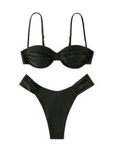 Load image into Gallery viewer, Female Sexy Suspender Pleated Beach Bikini Women&#39;s Swimsuit+
