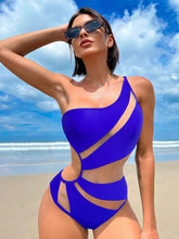 Load image into Gallery viewer, New Solid Color Hollow Mesh Sexy Bikini One-piece Swimsuit +
