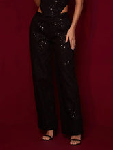 Load image into Gallery viewer, Women&#39;s Casual Sequined Denim Straight Pants +
