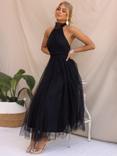 Load image into Gallery viewer, New Style Halter Neck Mesh Turtleneck Dress +
