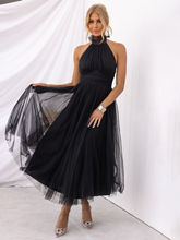 Load image into Gallery viewer, New Style Halter Neck Mesh Turtleneck Dress +
